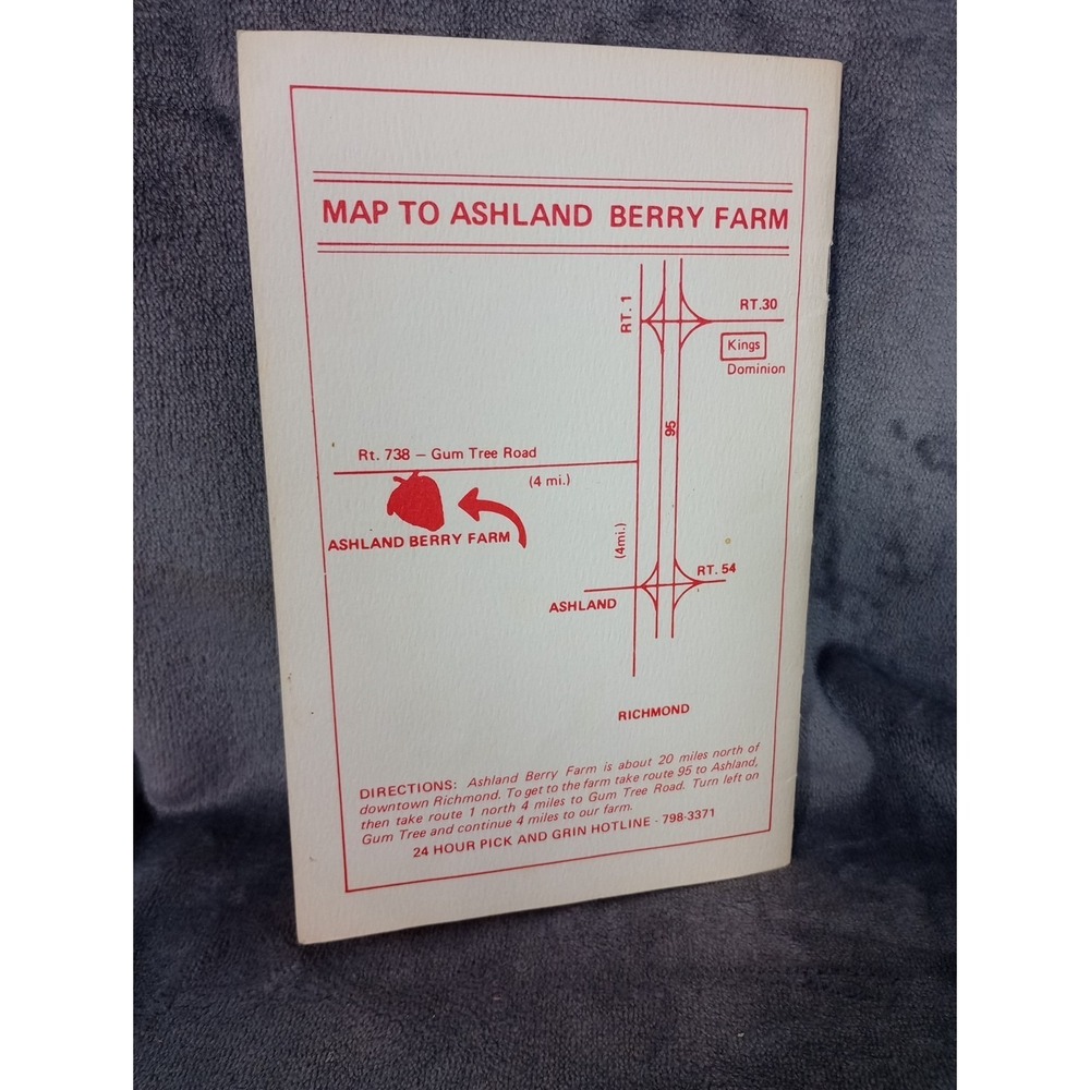 Richmond Virginia Ashland Berry Farm 1980's Pamphlet Recipes Pies Desserts - Picture 6 of 7